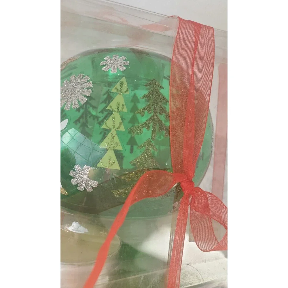 Pier 1 Imports Christmas Gift Set Glass Ornament Candleholder Five Tealights New